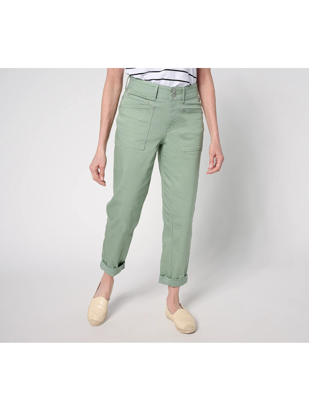 LOGO by Lori Goldstein Regular Color Straight Leg Ankle Jeans Green Bay,18W #37M